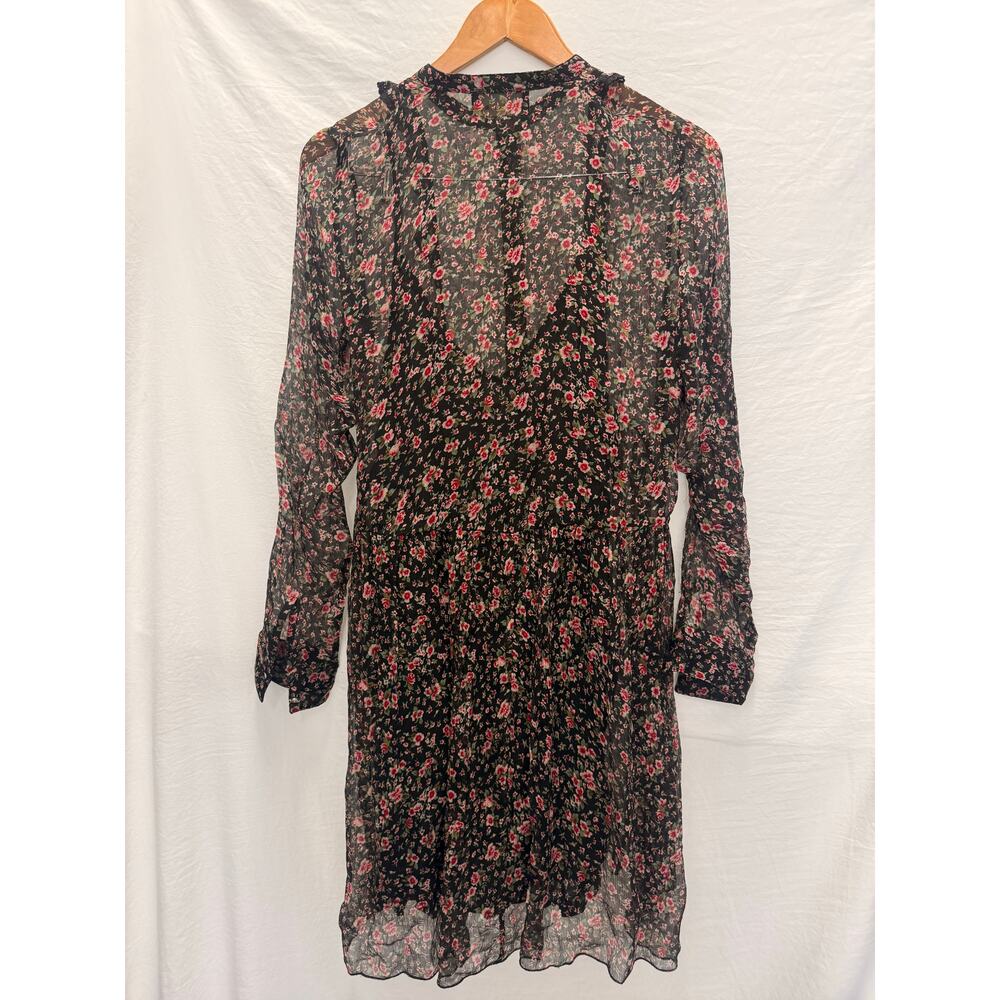 The Kooples Sport Silk Chiffon Hummingbird Dress Small Floral Retro - Picture 2 of 5
